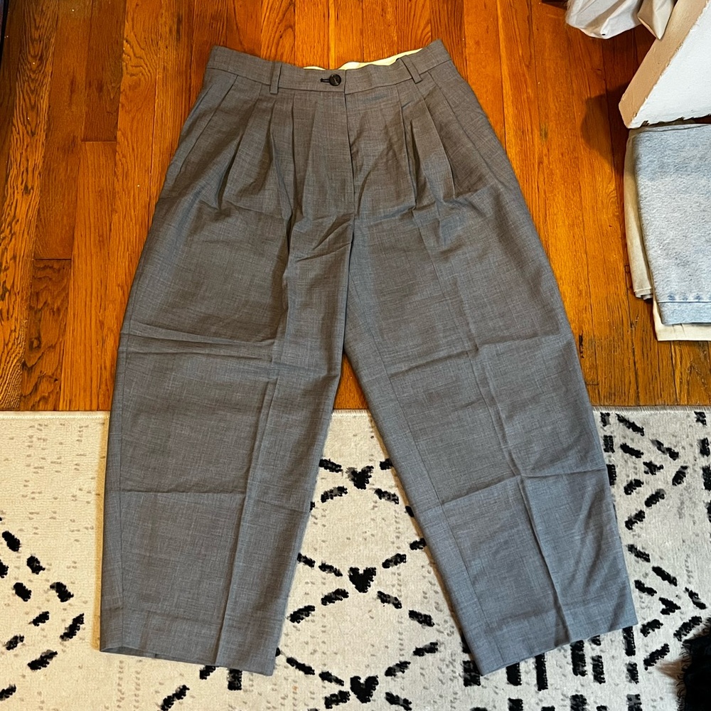 COS Gray Pleated Trousers